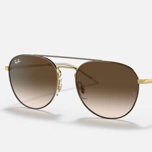 Ray Ban RB3589 Aviator Style Brown Gradient Polished Brown On Gold